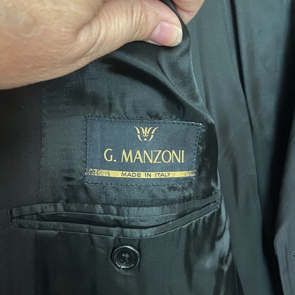 Angelico Gianni Manzoni black Italian wool suit jacket sz 40 drop 6R - Picture 11 of 11